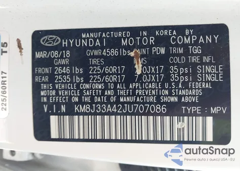 2018 Hyundai Tucson Sel из США, поврежденный, VIN KM8J33A42JU707086